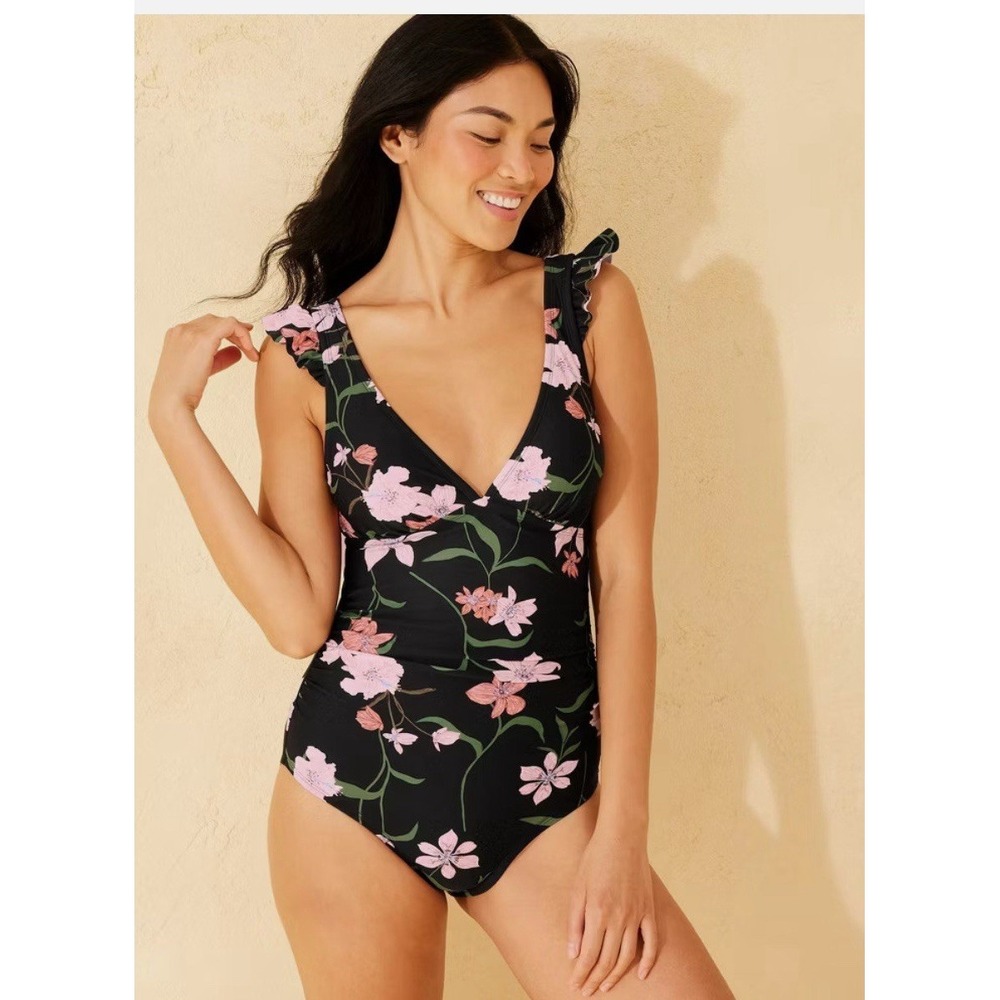 WOMEN'S FLOUNCE TUMMY CONTROL FULL COVERAGE‎ SWIMSUIT - SHADE & SHORE XS (0-2)